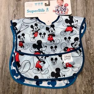 Disney Baby 2 Pack Of Mickey Mouse Bibs. Waterproof & Machine Washable. NWT